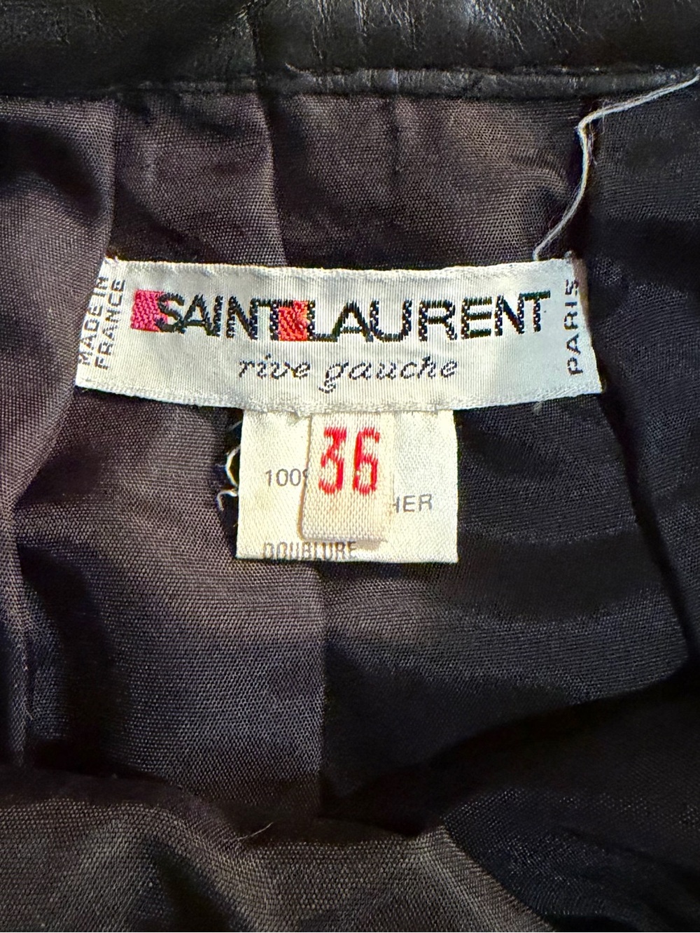 Saint Laurent Rive Gauche Rare Vintage Black Leather Pencil Skirt VTG FR 36 YSL - Picture 5 of 5